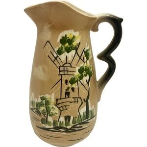 Vintage Antique Nippon Yoko Boeki Japan Asian Windmill Porcelain Pitcher Vase